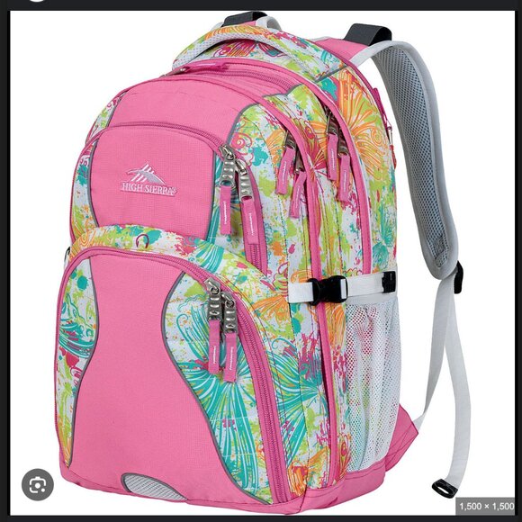 High Sierra Swerve Pink Laptop Backpack – Pink, 19 x 13 x 7.75" - Picture 1 of 8